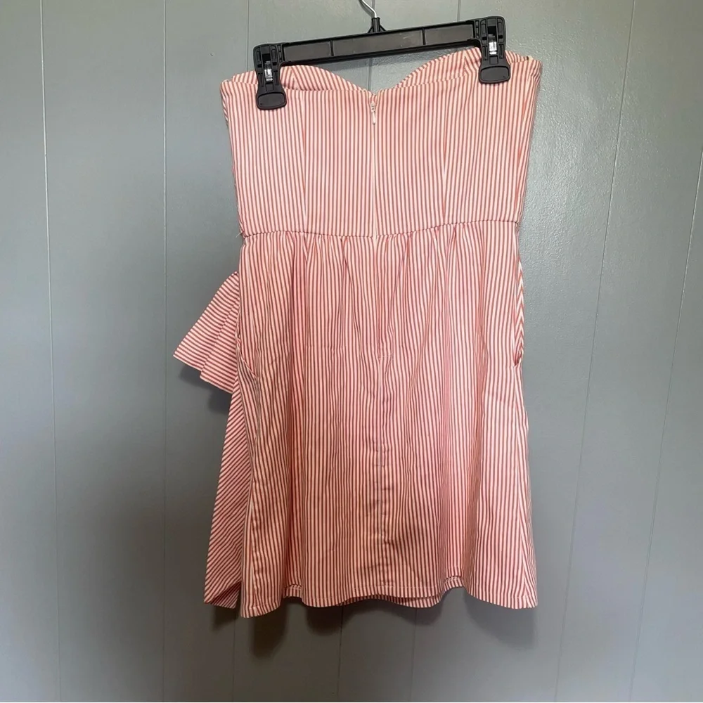Judith March Orange and White Seersucker Strapless Dress Medium - Picture 7 of 10